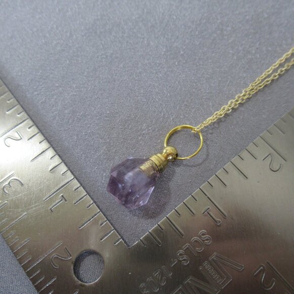 Nugget Amethyst Necklace, Gemstone Perfume Bottle Pendant - Picture 6 of 7